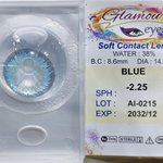 Glamour Eyes Blue contact lens blister pack with label