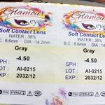Glamour Eyes Gray -4.50 blister pack label