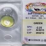 Glamour Eyes Green contact lens blister pack with label